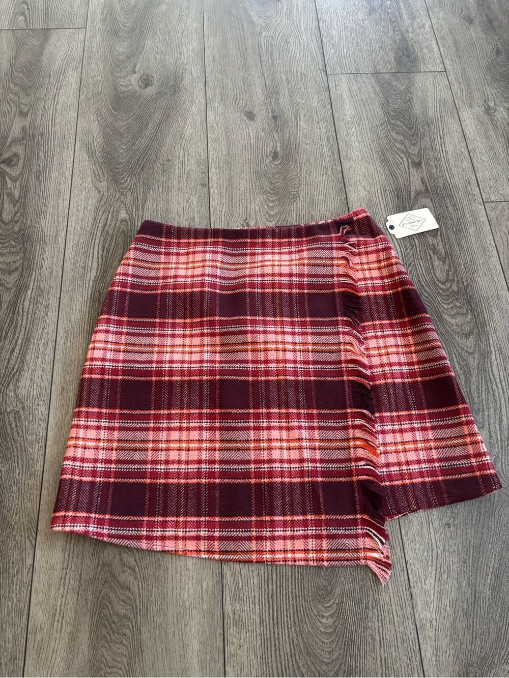 St. John’s bay Plaid Mini Skirt - Burgundy and Pink